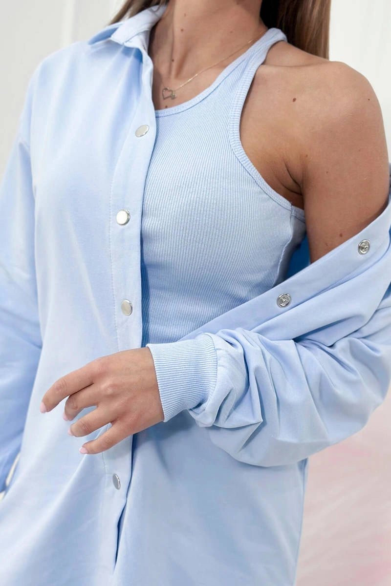 Set of sweatshirt, top and leggings 9452 / – Blue цвет / color | Lexline Fashion