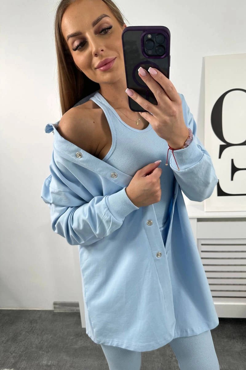 Set of sweatshirt, top and leggings 9452 / – Blue цвет / color | Lexline Fashion