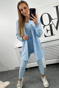 Set of sweatshirt, top and leggings 9452 / – Blue цвет / color | Lexline Fashion