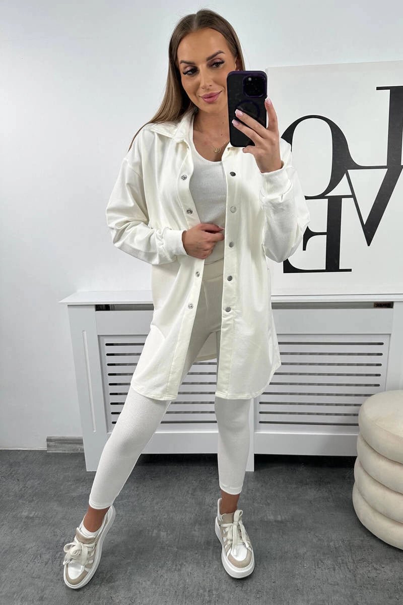 Set of sweatshirt, top and leggings 9452 / – Ecru цвет / color | Lexline Fashion