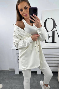 Set of sweatshirt, top and leggings 9452 / – Ecru цвет / color | Lexline Fashion