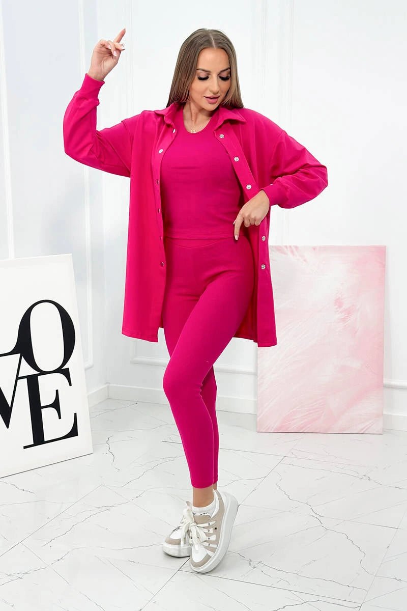Set of sweatshirt, top and leggings 9452 / – Fuchsia цвет / color | Lexline Fashion