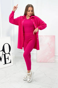 Set of sweatshirt, top and leggings 9452 / – Fuchsia цвет / color | Lexline Fashion