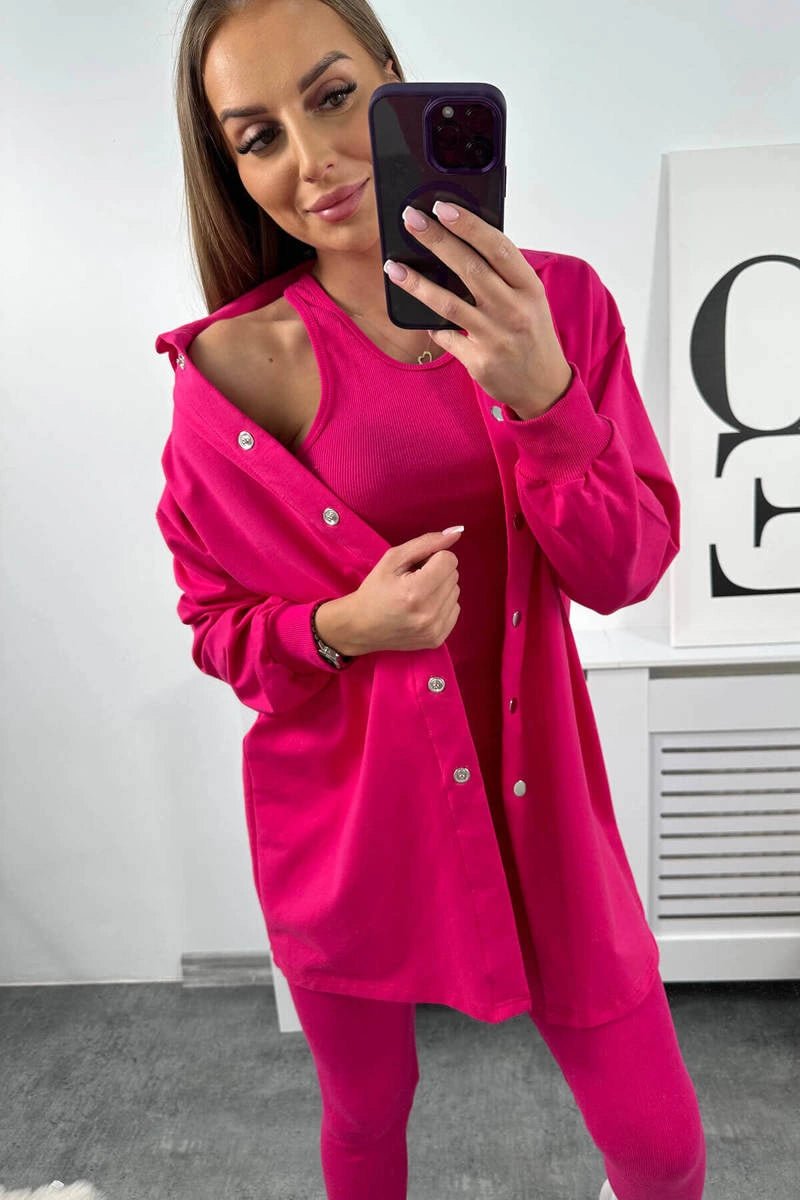 Set of sweatshirt, top and leggings 9452 / – Fuchsia цвет / color | Lexline Fashion