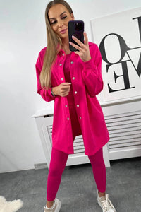 Set of sweatshirt, top and leggings 9452 / – Fuchsia цвет / color | Lexline Fashion