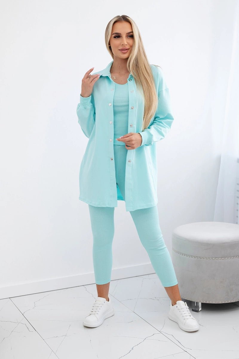 Set of sweatshirt, top and leggings 9452 / – Mint цвет / color | Lexline Fashion