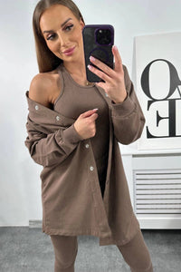 Set of sweatshirt, top and leggings 9452 / – Mocca цвет / color | Lexline Fashion