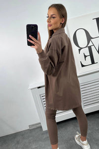 Set of sweatshirt, top and leggings 9452 / – Mocca цвет / color | Lexline Fashion