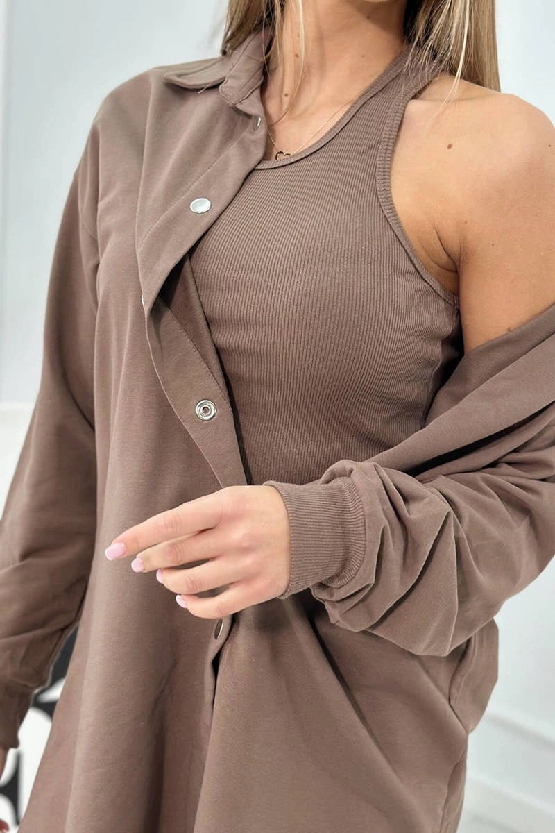 Set of sweatshirt, top and leggings 9452 / – Mocca цвет / color | Lexline Fashion