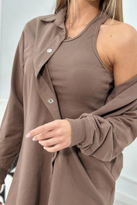 Set of sweatshirt, top and leggings 9452 / – Mocca цвет / color | Lexline Fashion
