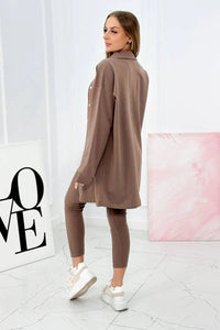 Set of sweatshirt, top and leggings 9452 / – Mocca цвет / color | Lexline Fashion