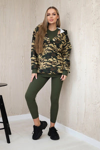 Set of sweatshirt, top and leggings 9615 / – Beige цвет / color | Lexline Fashion