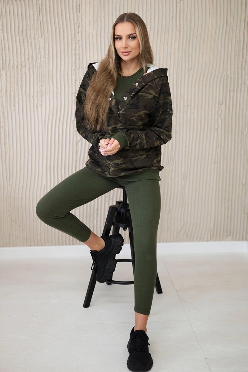 Set of sweatshirt, top and leggings 9615 / – Cappuccino цвет / color | Lexline Fashion