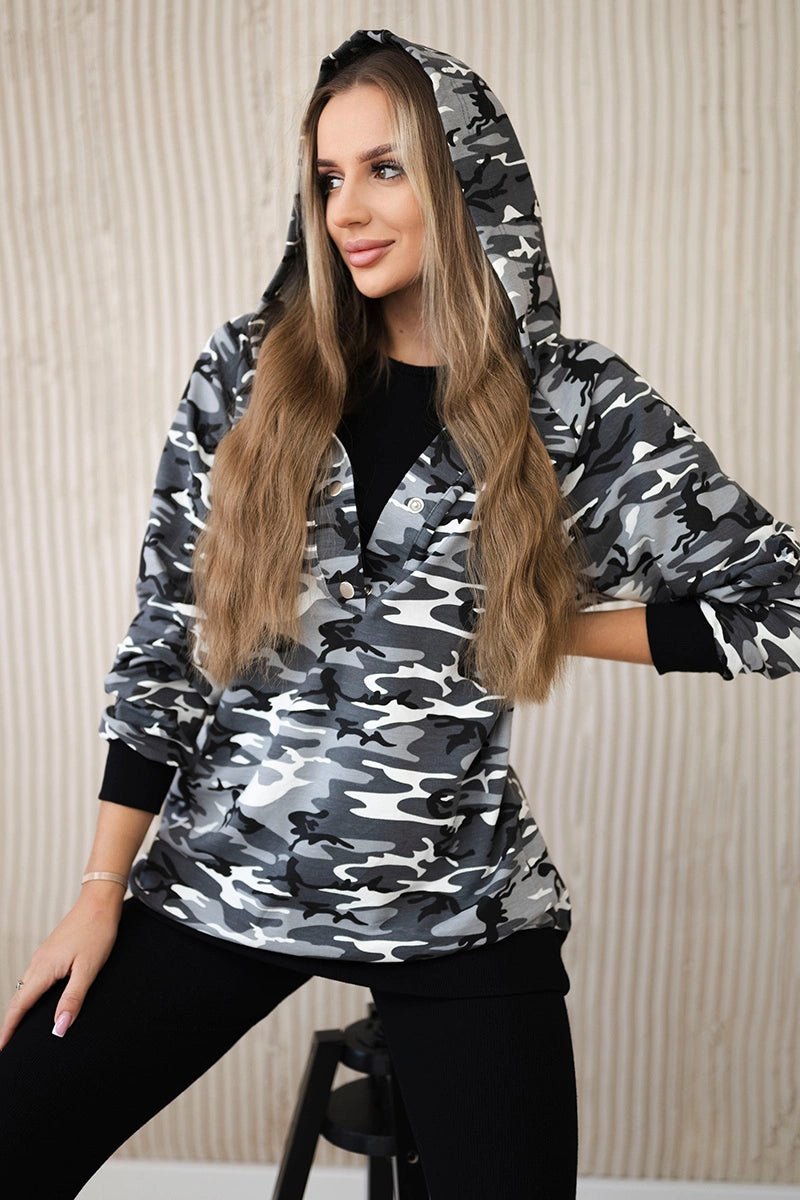 Set of sweatshirt, top and leggings 9615 / – Gray цвет / color | Lexline Fashion