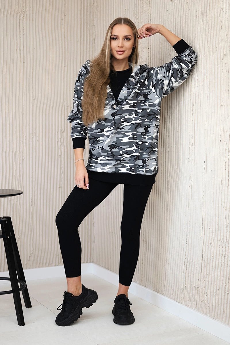 Set of sweatshirt, top and leggings 9615 / – Gray цвет / color | Lexline Fashion