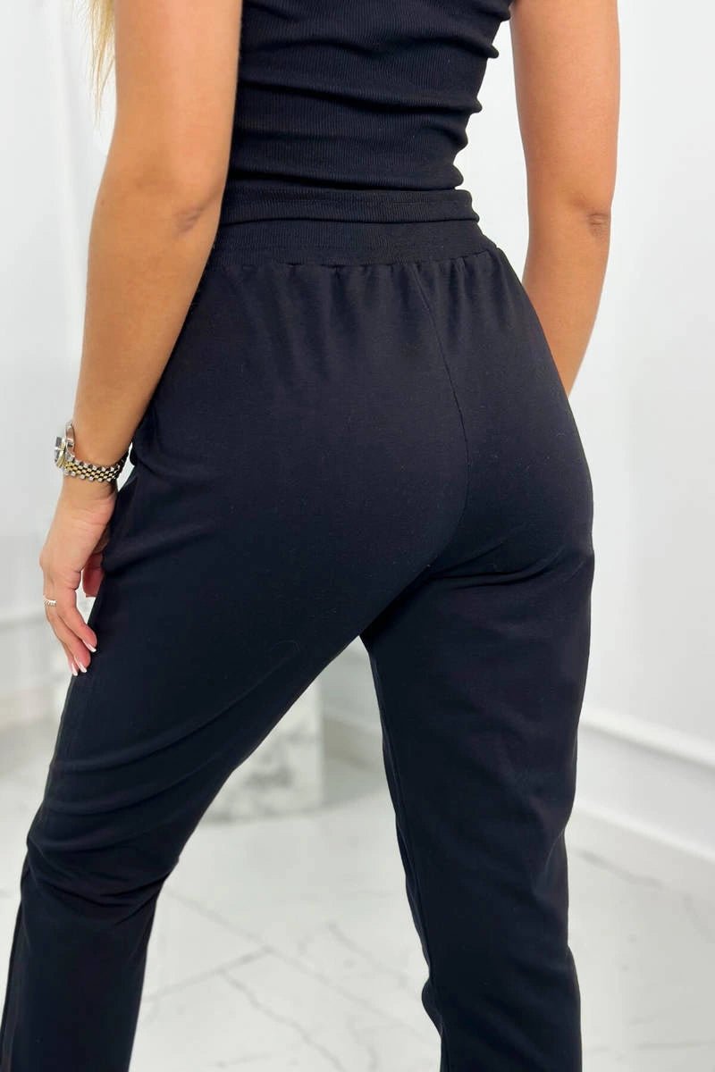 Set of sweatshirt, top, and pants 7161 / – Black цвет / color | Lexline Fashion