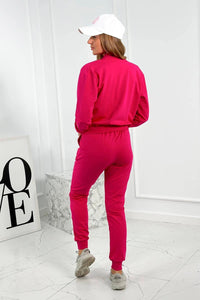 Set of sweatshirt, top, and pants 7161 / – Fuchsia цвет / color | Lexline Fashion
