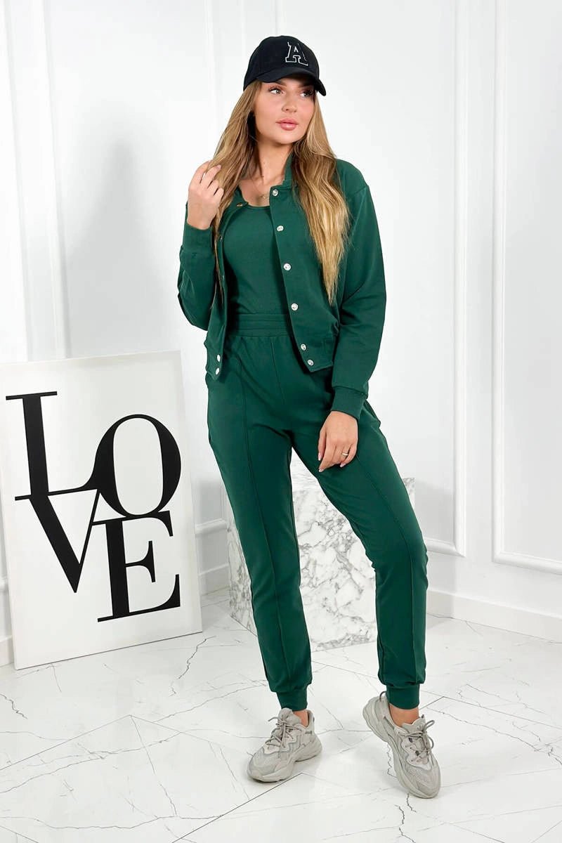 Set of sweatshirt, top, and pants 7161 / – Green цвет / color | Lexline Fashion