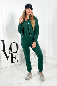 Set of sweatshirt, top, and pants 7161 / – Green цвет / color | Lexline Fashion