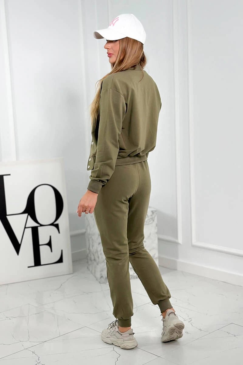 Set of sweatshirt, top, and pants 7161 / – Khaki цвет / color | Lexline Fashion