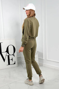 Set of sweatshirt, top, and pants 7161 / – Khaki цвет / color | Lexline Fashion