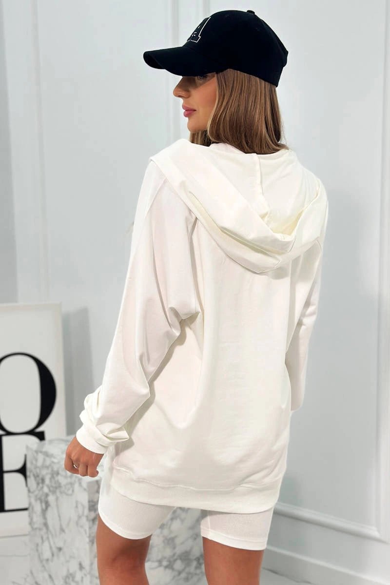 Set of sweatshirt, top and short leggings 9461 / – Ecru цвет / color | Lexline Fashion