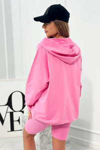 Set of sweatshirt, top and short leggings 9461 / – Pink цвет / color | Lexline Fashion