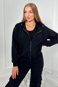 Set of sweatshirt + top + pants 9588 / – Black цвет / color | Lexline Fashion