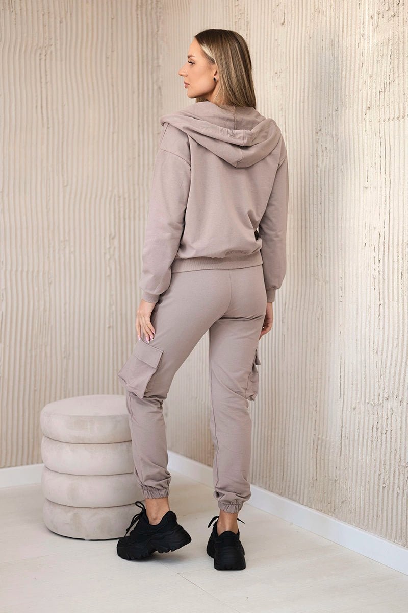 Set of sweatshirt + top + pants 9588 / – Dark || beige цвет / color | Lexline Fashion