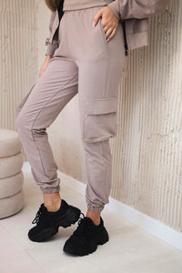 Set of sweatshirt + top + pants 9588 / – Dark || beige цвет / color | Lexline Fashion