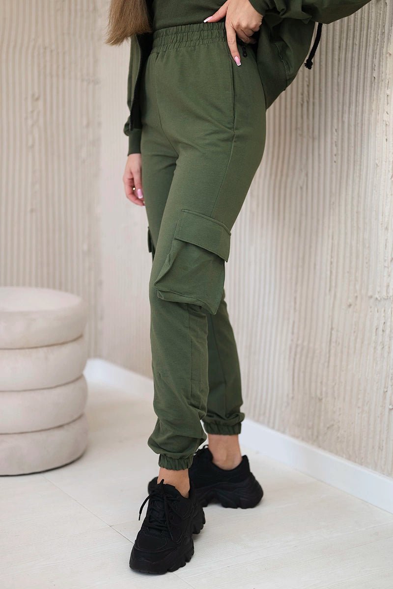 Set of sweatshirt + top + pants 9588 / – Khaki цвет / color | Lexline Fashion