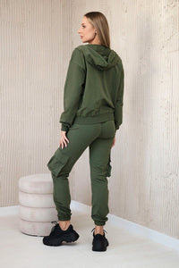 Set of sweatshirt + top + pants 9588 / – Khaki цвет / color | Lexline Fashion