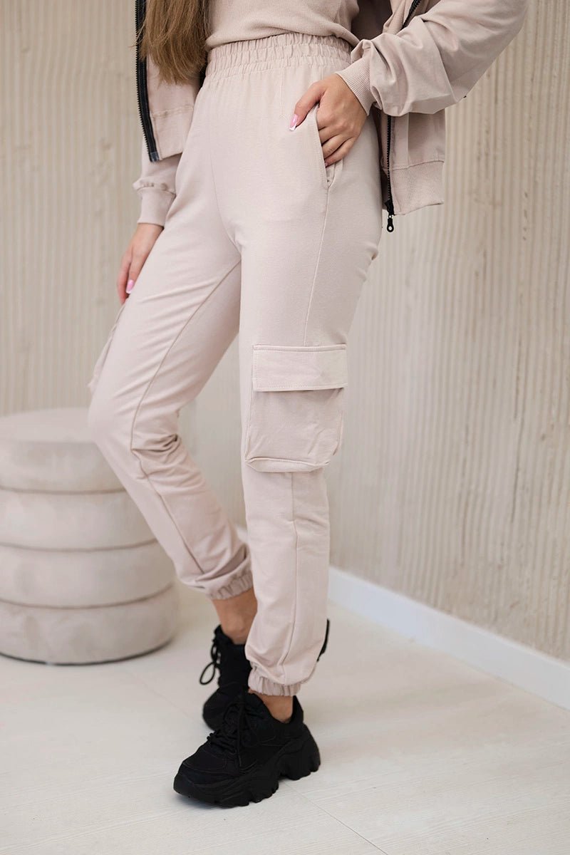 Set of sweatshirt + top + pants 9588 / – Light || Beige цвет / color | Lexline Fashion