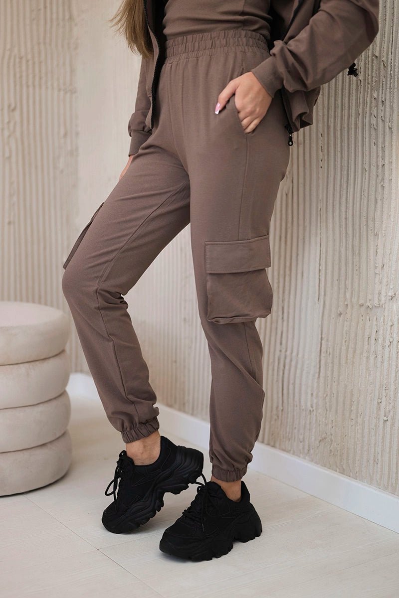 Set of sweatshirt + top + pants 9588 / – Mocca цвет / color | Lexline Fashion