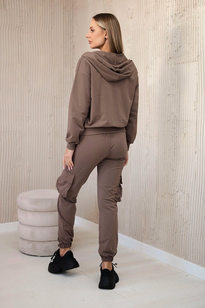 Set of sweatshirt + top + pants 9588 / – Mocca цвет / color | Lexline Fashion