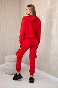 Set of sweatshirt + top + pants 9588 / – Red цвет / color | Lexline Fashion