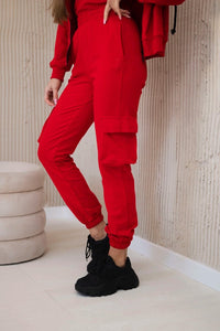 Set of sweatshirt + top + pants 9588 / – Red цвет / color | Lexline Fashion