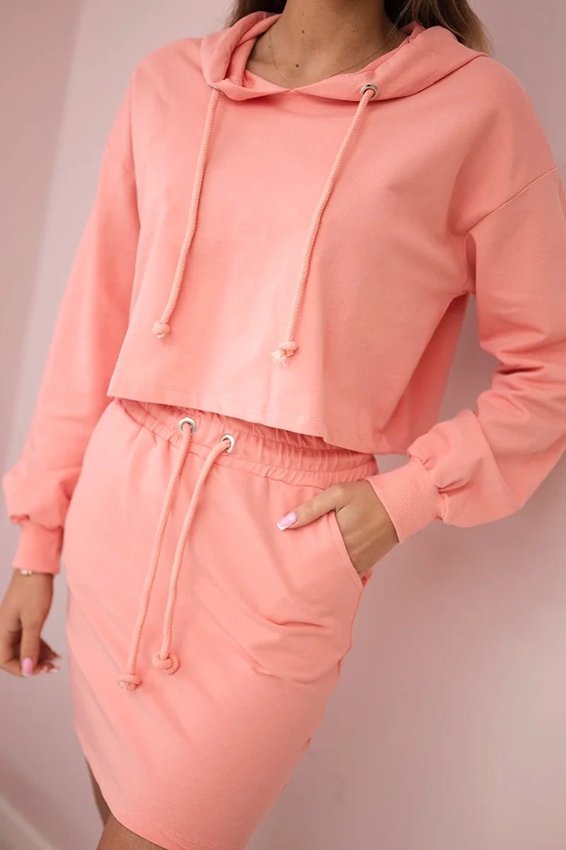 Set of sweatshirt with a skirt 9341 / – Apricot цвет / color | Lexline Fashion