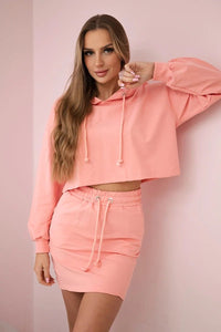 Set of sweatshirt with a skirt 9341 / – Apricot цвет / color | Lexline Fashion