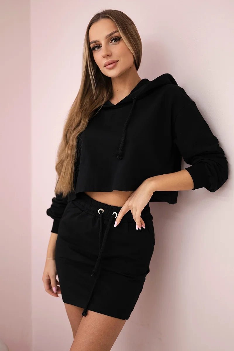 Set of sweatshirt with a skirt 9341 / – Black цвет / color | Lexline Fashion