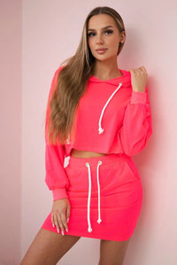 Set of sweatshirt with a skirt 9341 / – Neon pink цвет / color | Lexline Fashion