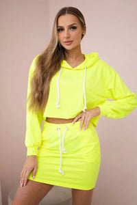Set of sweatshirt with a skirt 9341 / – Neon yellow цвет / color | Lexline Fashion