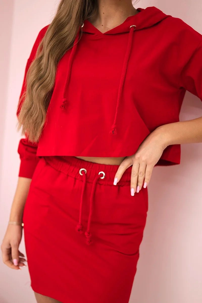 Set of sweatshirt with a skirt 9341 / – Red цвет / color | Lexline Fashion