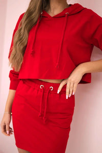 Set of sweatshirt with a skirt 9341 / – Red цвет / color | Lexline Fashion