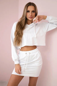 Set of sweatshirt with a skirt 9341 / – White цвет / color | Lexline Fashion