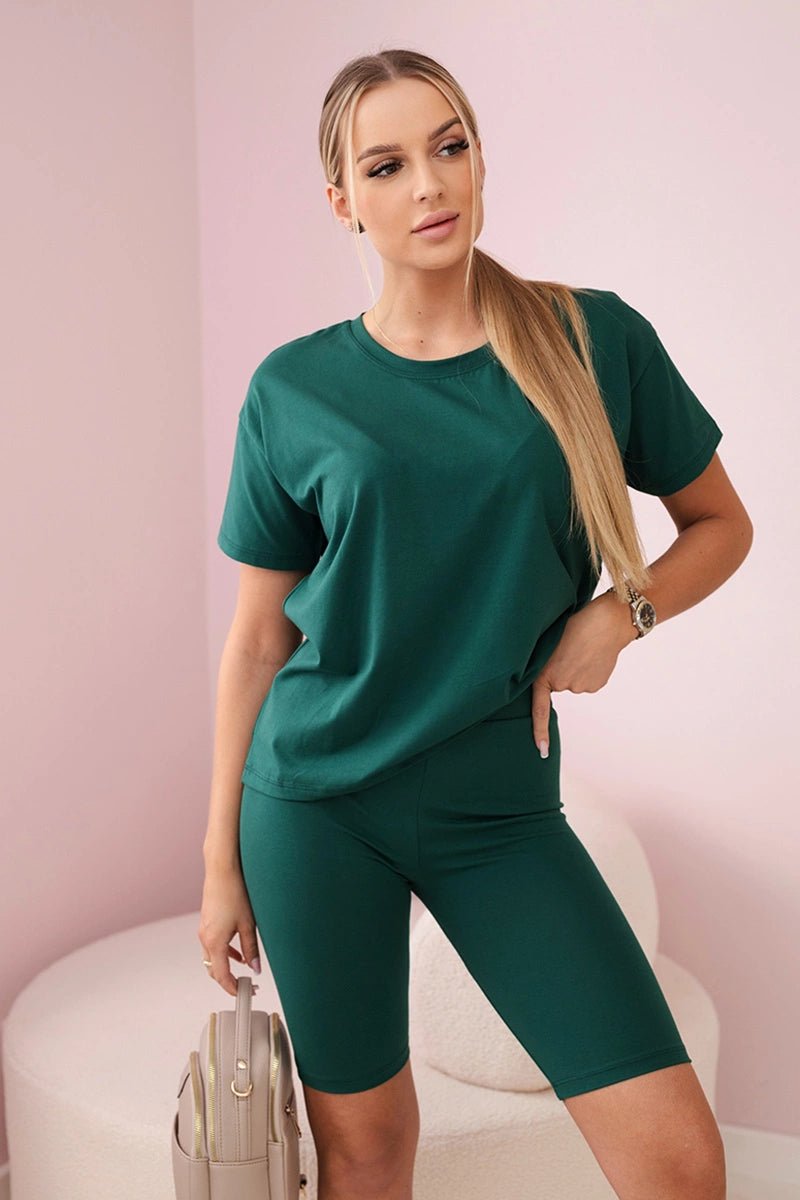 Set of top+leggings 9099 / – Green || Dark цвет / color | Lexline Fashion