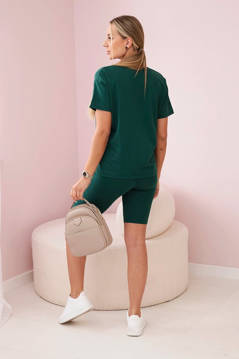 Set of top+leggings 9099 / – Green || Dark цвет / color | Lexline Fashion