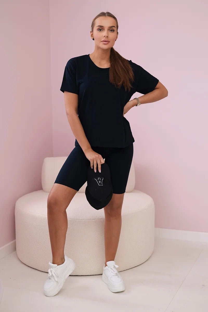 Set of top+leggings 9099 / – Navy blue цвет / color | Lexline Fashion