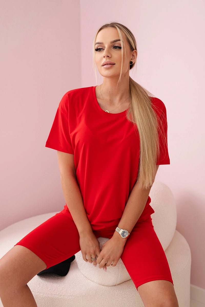 Set of top+leggings 9099 / – Red цвет / color | Lexline Fashion