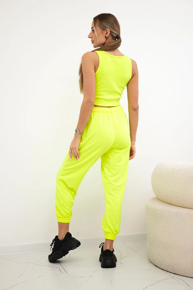 Set of top+pants 9334 / – Yellow neon цвет / color | Lexline Fashion